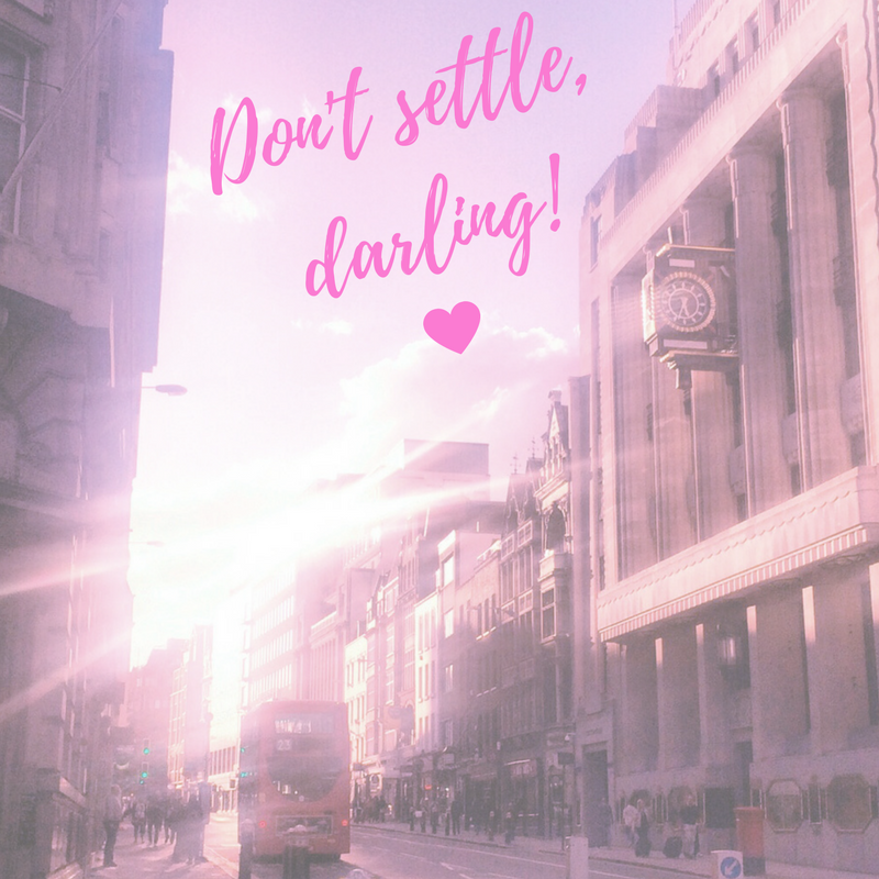london clock bus light ray through the clouds pink - dont settle, darling quote
